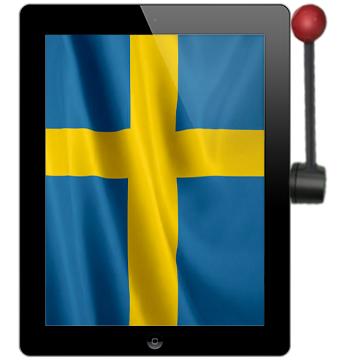 Surfplatta med svensk flagga och en spak på sidan
